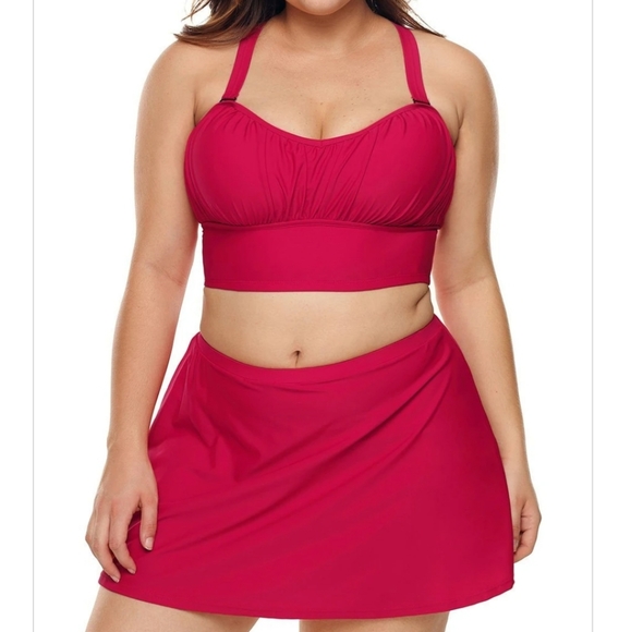 Queen2KeepUp Boutique Other - Red Wireless Bikini Top and Swim Skirt, 3X